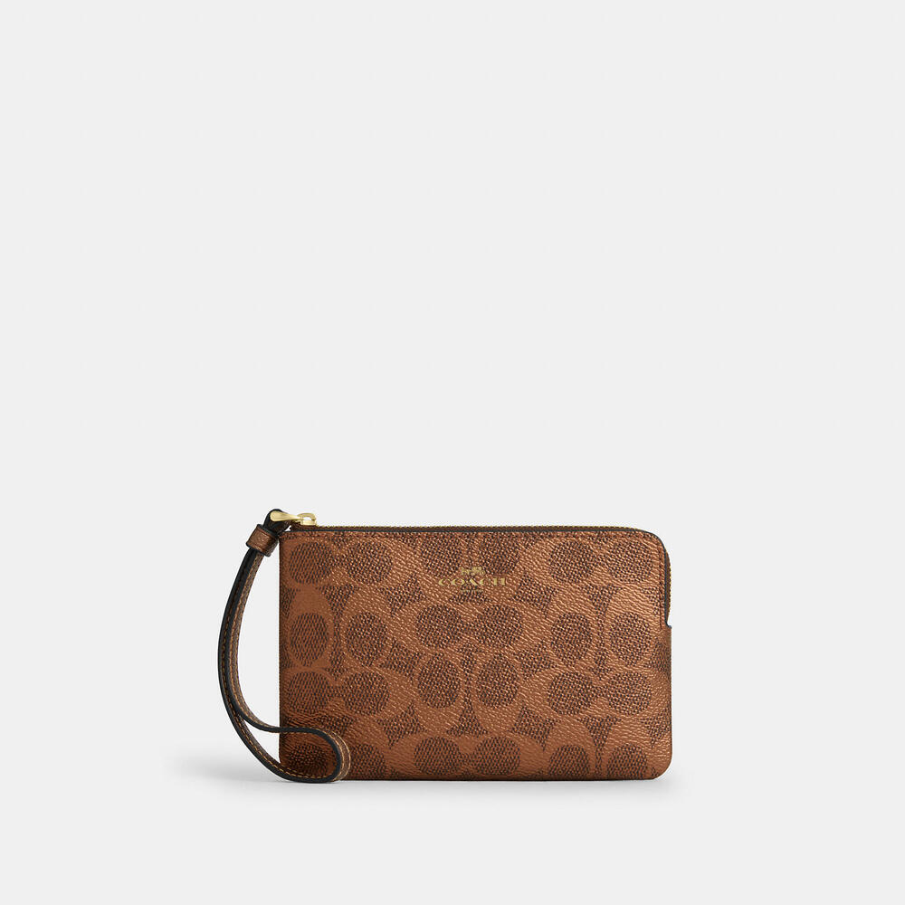 Coach Outlet Corner Zip Wristlet In Signature Canvas